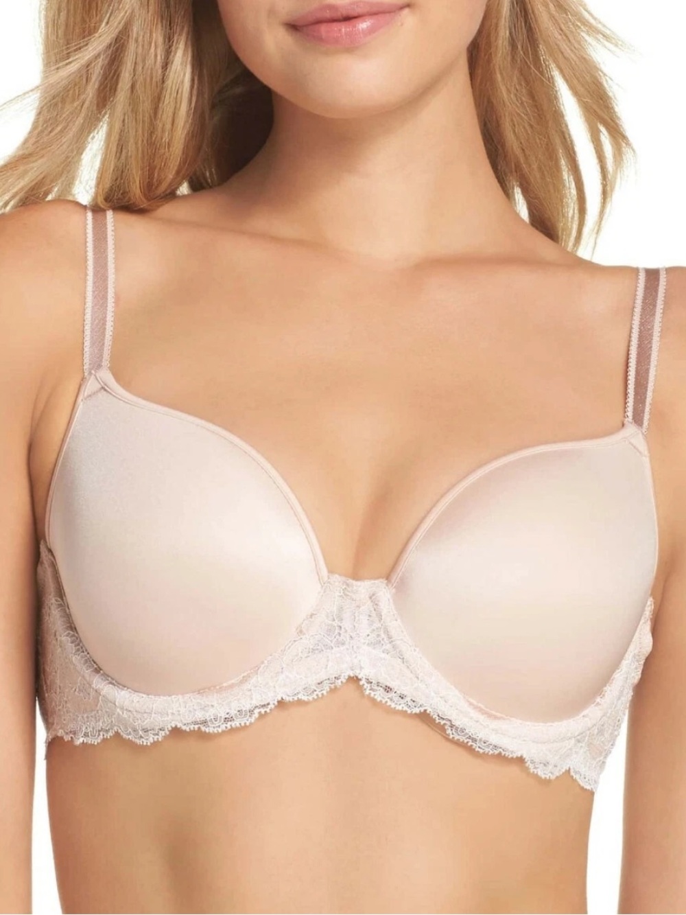 🌻NWOT Wacoal Lace Affair T-Shirt Bra 32C Beige Underwire Contour Bra 853256